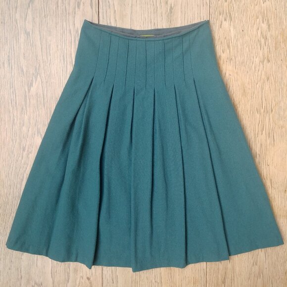 Jocomomola Dresses & Skirts - Vintage Jocomomola teal blue green pleated front wool skirt 40 approx S/M